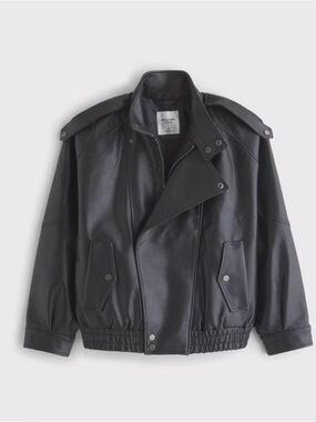 Relaxed Mockneck Vegan Leather Bomber Jacket - Abercrombie & Fitch